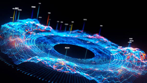 Abstract digital data visualization with flowing patterns