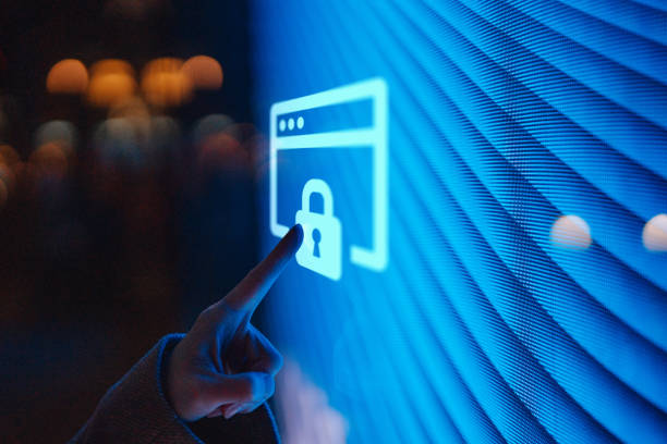Digital interface showing secure growth analytics dashboard with blue tech aesthetic